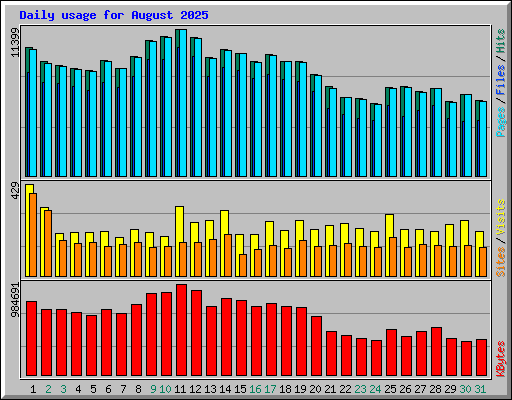 Daily usage for August 2025